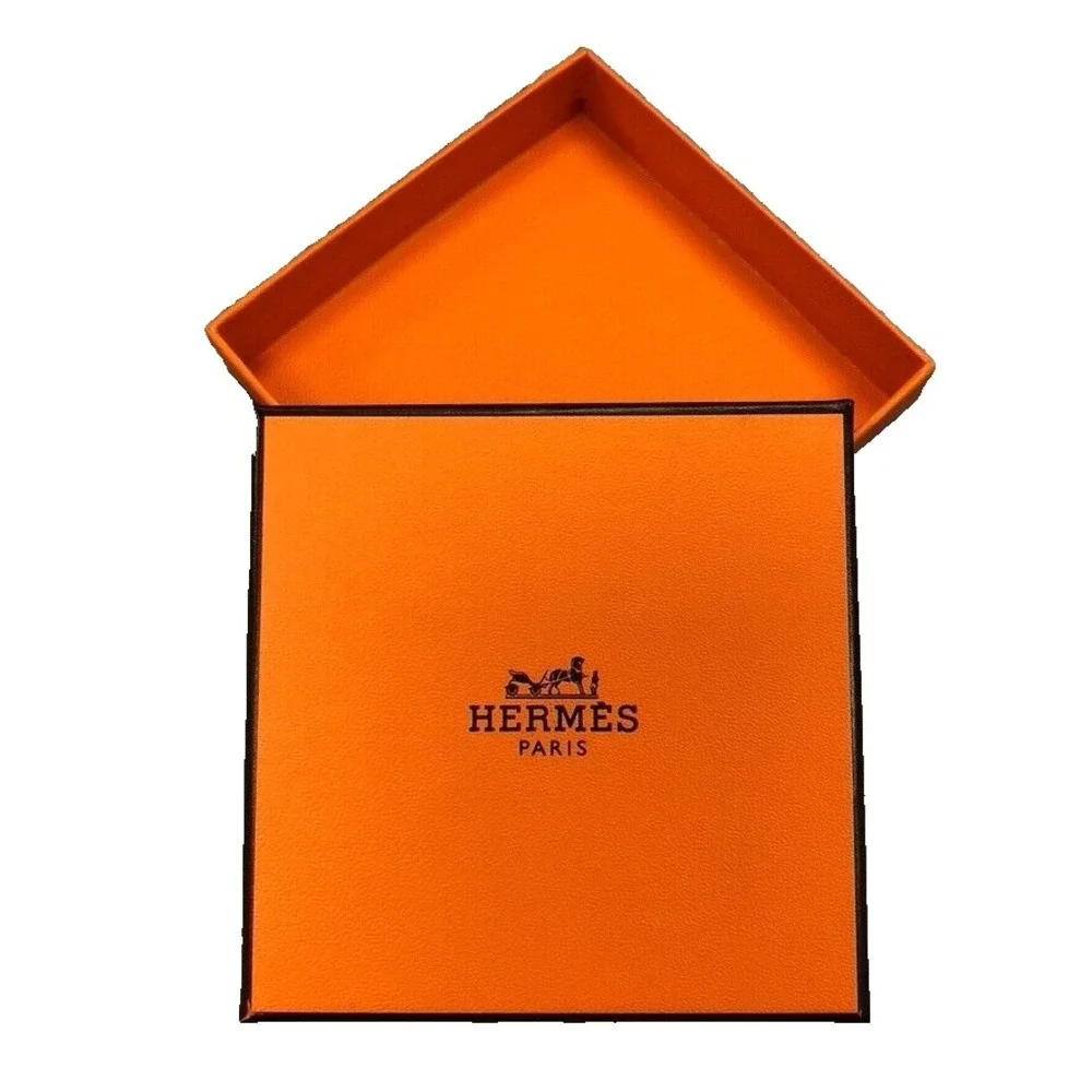 Authentic Hermes Orange Gift Box Empty Square 3.5x3.5x.75 Small Storage